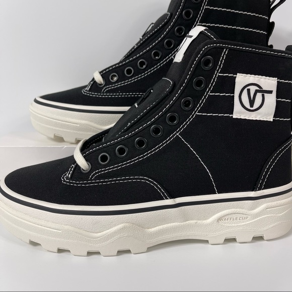 VANS SENTRY WC WOMENS HIGH TOP SHOES SIZE 7 BLACK WHITE WAFFLECUP LACE UP CANVAS - Picture 7 of 10